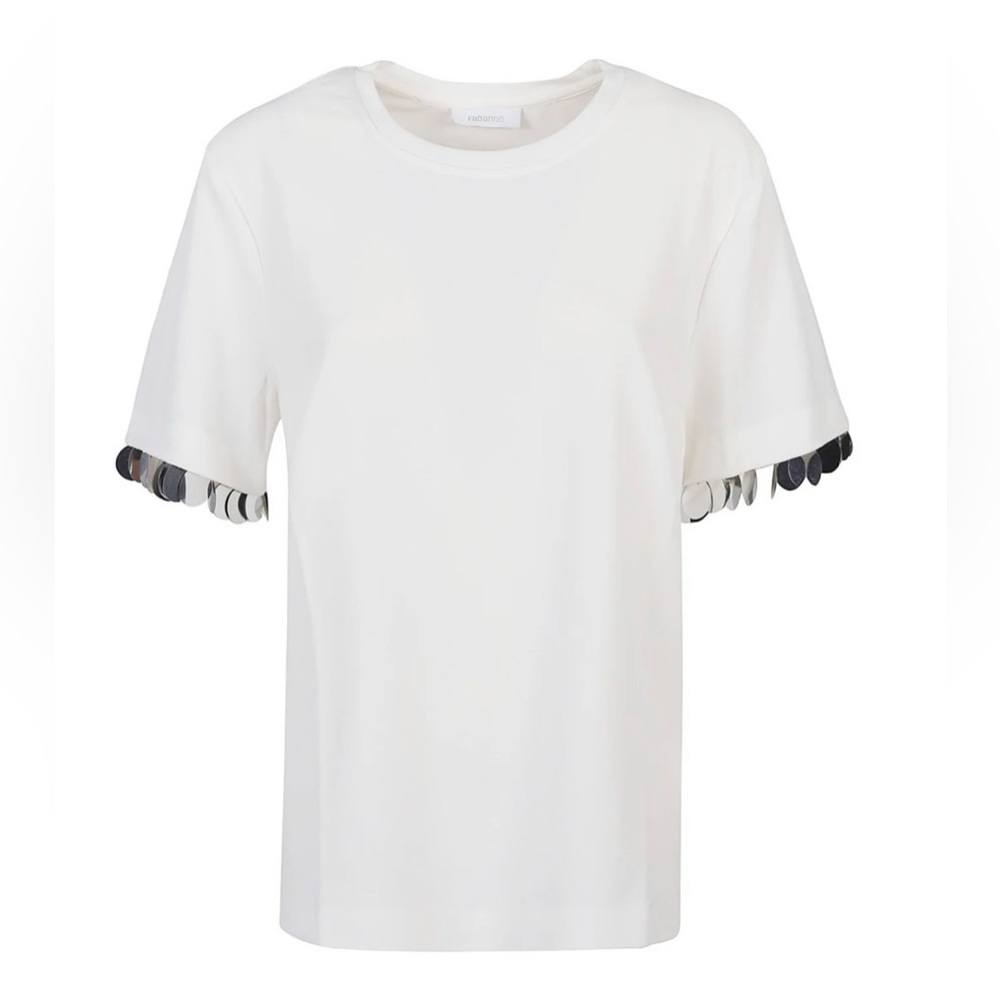 Rabanne White large silver Sequin-Trimmed Women's Top never worn
